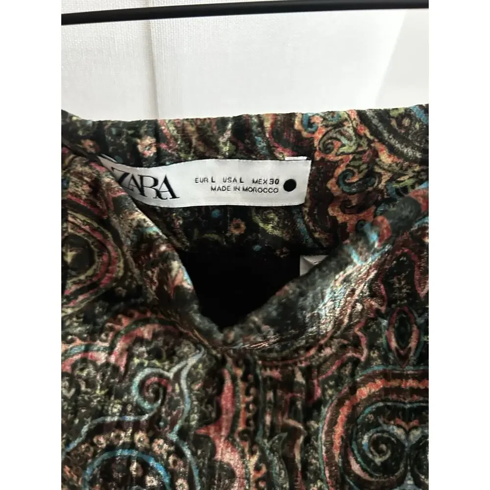Zara Velvet Paisley Min Skirt L Whimsigoth Grunge Indie Fairly